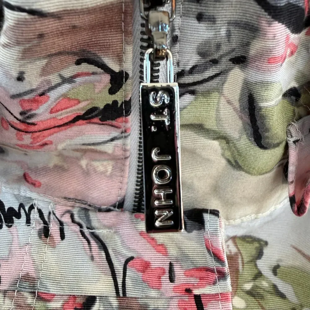 St John SoCa Jacket Silk Blend Floral Shacket Womens L Abstract Coastal - Picture 10 of 14
